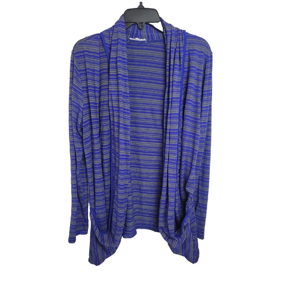 41 Hawthorn Blue Striped Open Front Knit Cardigan Sweater Women's Size Large - Picture 1 of 11